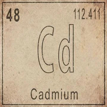 Cadmium Element Card from Periodic Table on Vintage Old Paper Stock Illustration