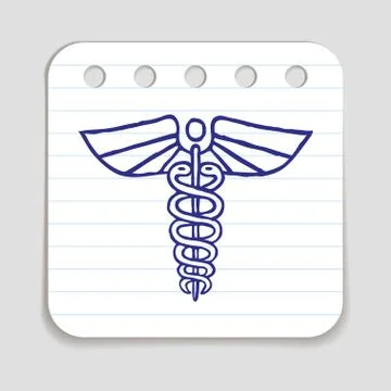 Caduceus emblem doodle icon Stock Illustration