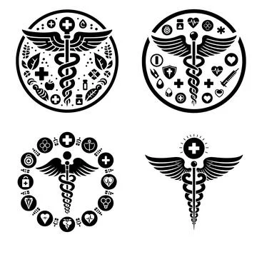 Caduceus health silhouettes vector Stock-Illustration