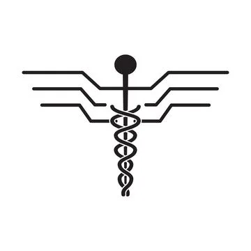 Caduceus icon line design template isolated Stock Photos