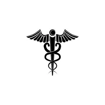 Caduceus icon vector black on white background Illustrazione stock