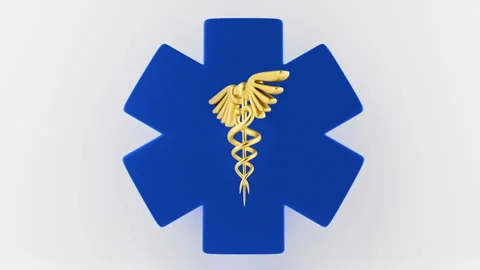 Caduceus medical symbol isolated on a white background. Caduceus sign with Stock Footage 127161353