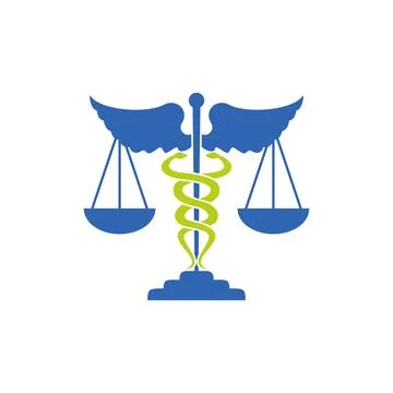 Caduceus scale of justice vector logo template Stock Illustration