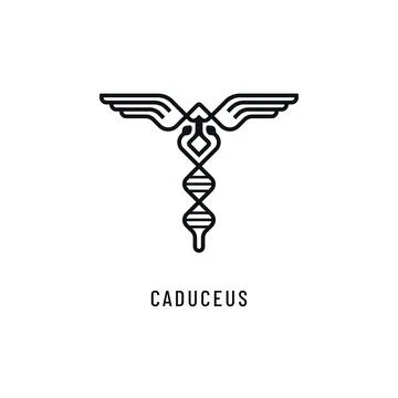 Caduceus Science Outline Icon Stock Illustration