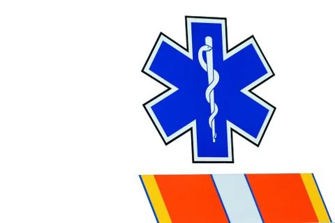 Caduceus on the side of a ambulance Stock Photos