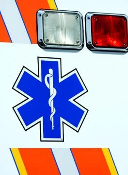 Caduceus on the side of a ambulance Stock Photos