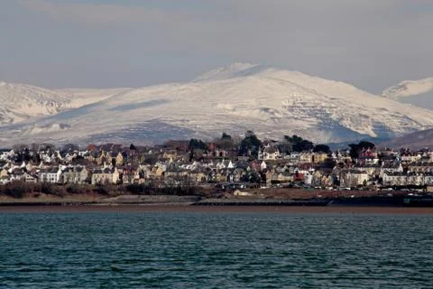 Caernarfon from the menai strait Stock Photos