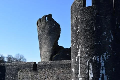 Caerphilly castle breached Stock Photos