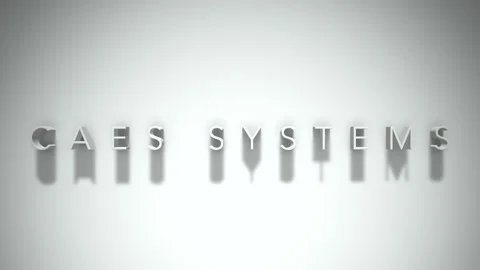 Caes systems  3D title animation white text on a white background Stock Footage 299636404