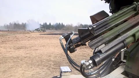 CAESAR 155mm Self-Propelled Howitzer - French Artillery Live Fire Exercise 0 Stock Footage 166447035