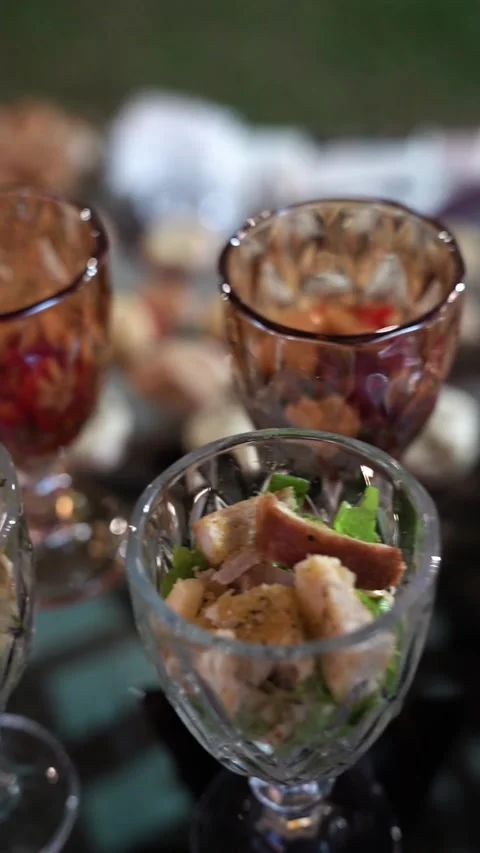 Caesar and Caprese Salad Cups Stock Footage 336639621