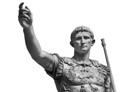 Caesar Augustus, the first emperor of Ancient Rome. Bronze monumental statue in Stock Photos