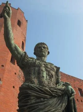 Caesar Augustus statue Caesar Augustus monument at Palatine towers in Turi... Stock Photos