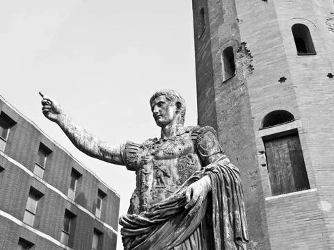 Caesar Augustus statue Caesar Augustus monument at Palatine towers in Turi... Stock Photos