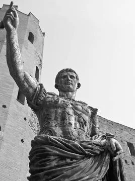 Caesar Augustus statue Caesar Augustus monument at Palatine towers in Turi... Stock Photos