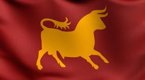 Caesar Legion flag blowing in the wind. 3D rendering illustration of waving s Stock Illustration