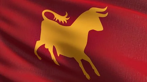 Caesar Legion flag blowing in the wind. 3D rendering illustration of waving s Stock Illustration