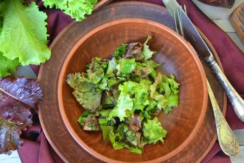 Caesar salad on ceramic rustic  bowl Stock Photos