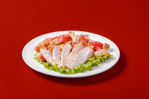 Caesar salad with chicken for the menu Stock Photos