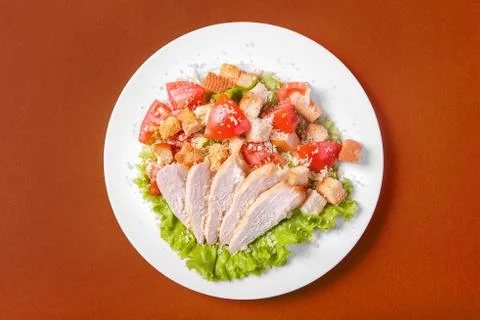 Caesar salad with chicken for the menu Stock Photos