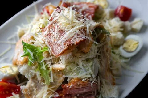 Caesar salad close up with shallow depth of field Stock Photos