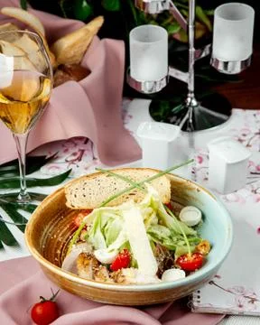 Caesar salad with crackers Stock Photos