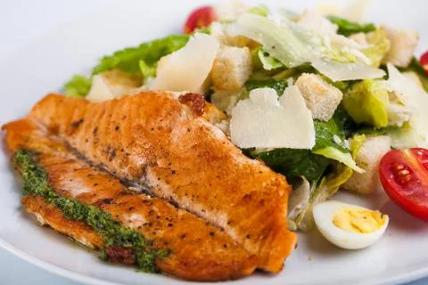 Caesar salad with fish Stock Photos