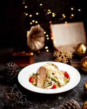 Caesar salad with fried chicken Stock Photos