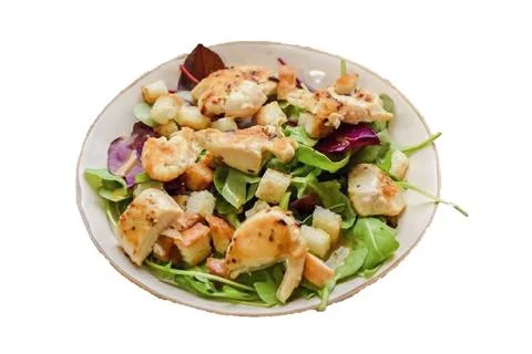 Caesar salad by Gordon Ramsay, on a white plate 9 of 11 Stock Photos