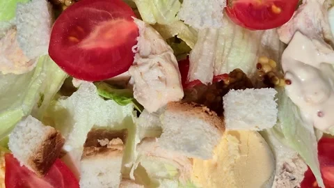 Caesar salad in a plate close-up Stock Footage 309999973