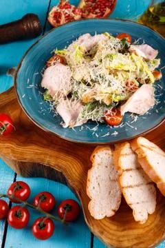 Caesar salad in a plate on the table Foto stock