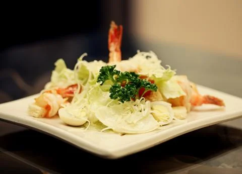 Caesar salad with shrimp Stock Photos