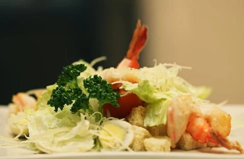 Caesar salad with shrimp Stock Photos