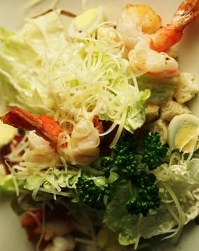 Caesar salad with shrimp Foto stock