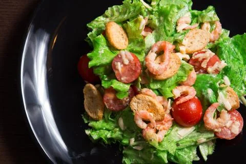 Caesar Salad with Shrimp Stock Photos