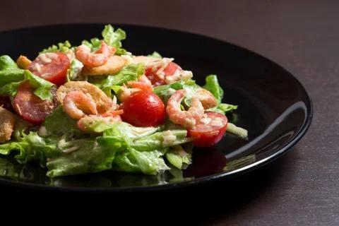 Caesar Salad with Shrimp Stock Photos