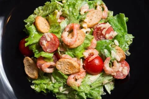 Caesar Salad with Shrimp Stock Photos