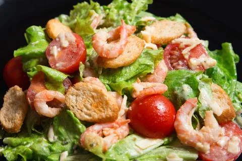 Caesar Salad with Shrimp Stock Photos