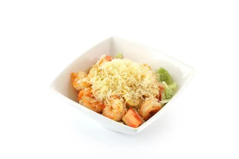 Caesar salad with shrimp on a white background isolated Stock Photos