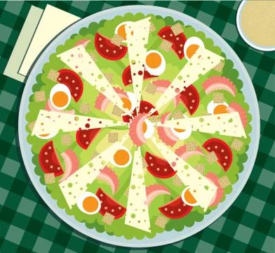 Caesar salad on the tablecloth Stock Illustration