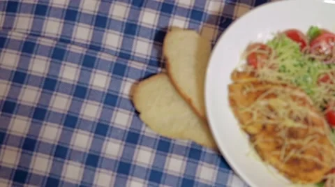 Caesar salad with white brad and lemon slices Stock Footage 58797944