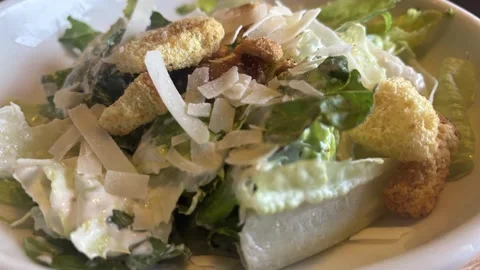 A Caesar Side Salad Dish Stock Footage 321665779