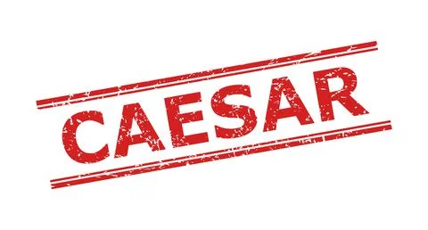CAESAR Stamp with Distress Surface and Double Parallel Lines Stock Illustration