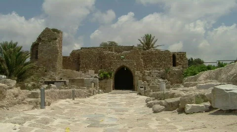 Caesarea crusador Gate Stock Footage