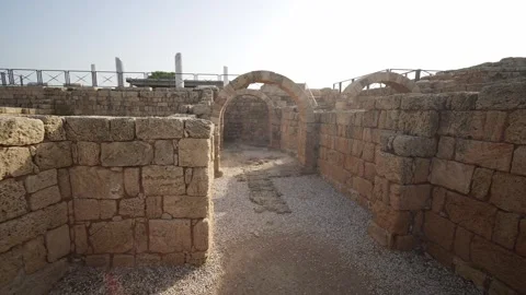Caesarea Maritima inside city structures, Israel Stock Footage 299334539