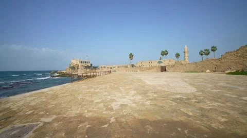 Caesarea Maritima square and mediterranean, 2023 Stock Footage 299333124