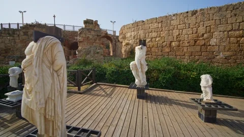 Caesarea Maritima statues, 2023 Stock Footage 299333126