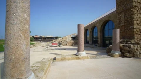 Caesarea Maritima stone pillars, 2023 Stock Footage 299332968