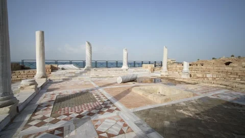 Caesarea Maritima stone pillars, Israel 動画素材 299334948