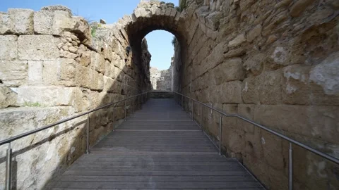 Caesarea Maritima walking inside, 2023 Stock Footage 299333511
